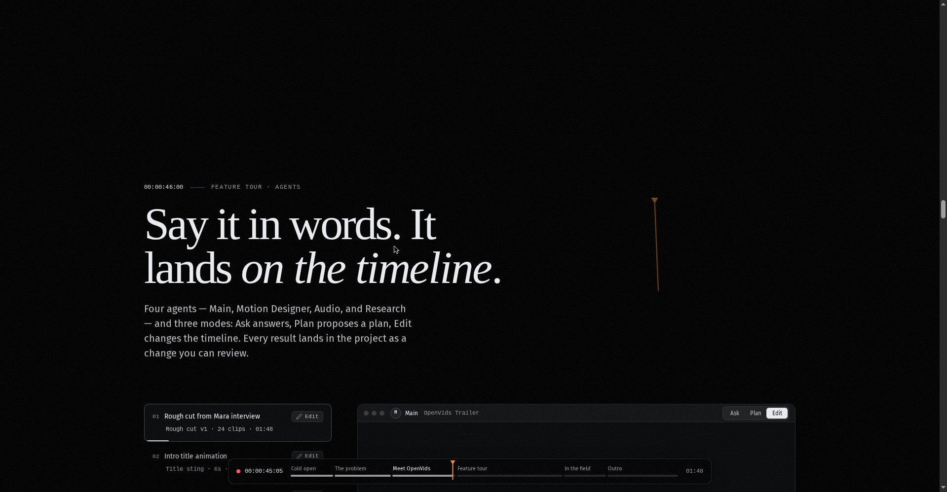 OpenVids — four AI agents