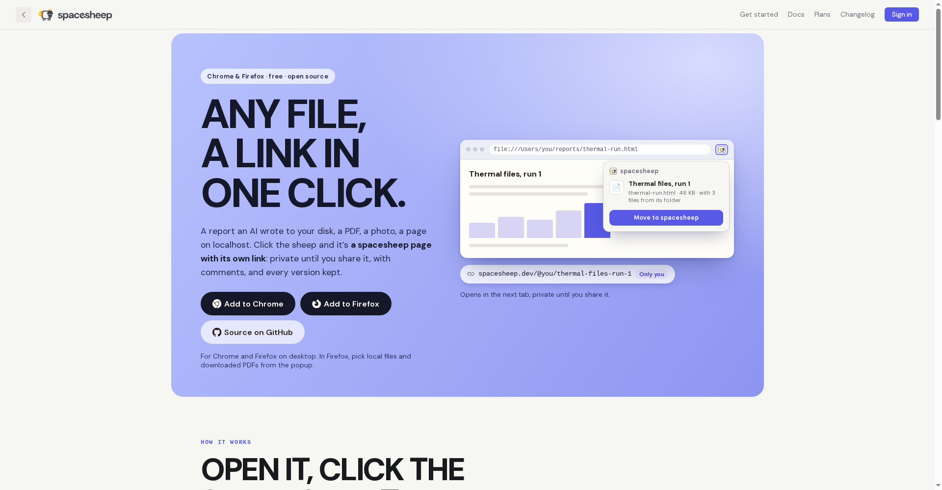 Spacesheep's extension: any file becomes its own linked page in one click